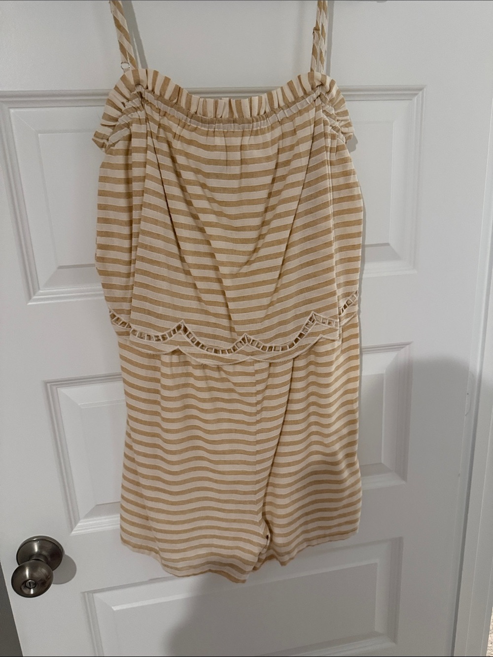 entro Beige and White Striped Women’s Romper Shorts